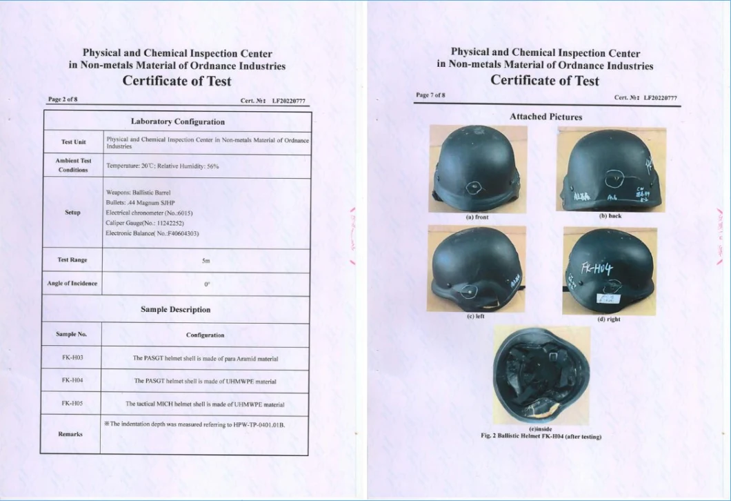 UHMWPE Military Bulletproof Helmet Nji Iiia Pasgt Ballistic Helmets