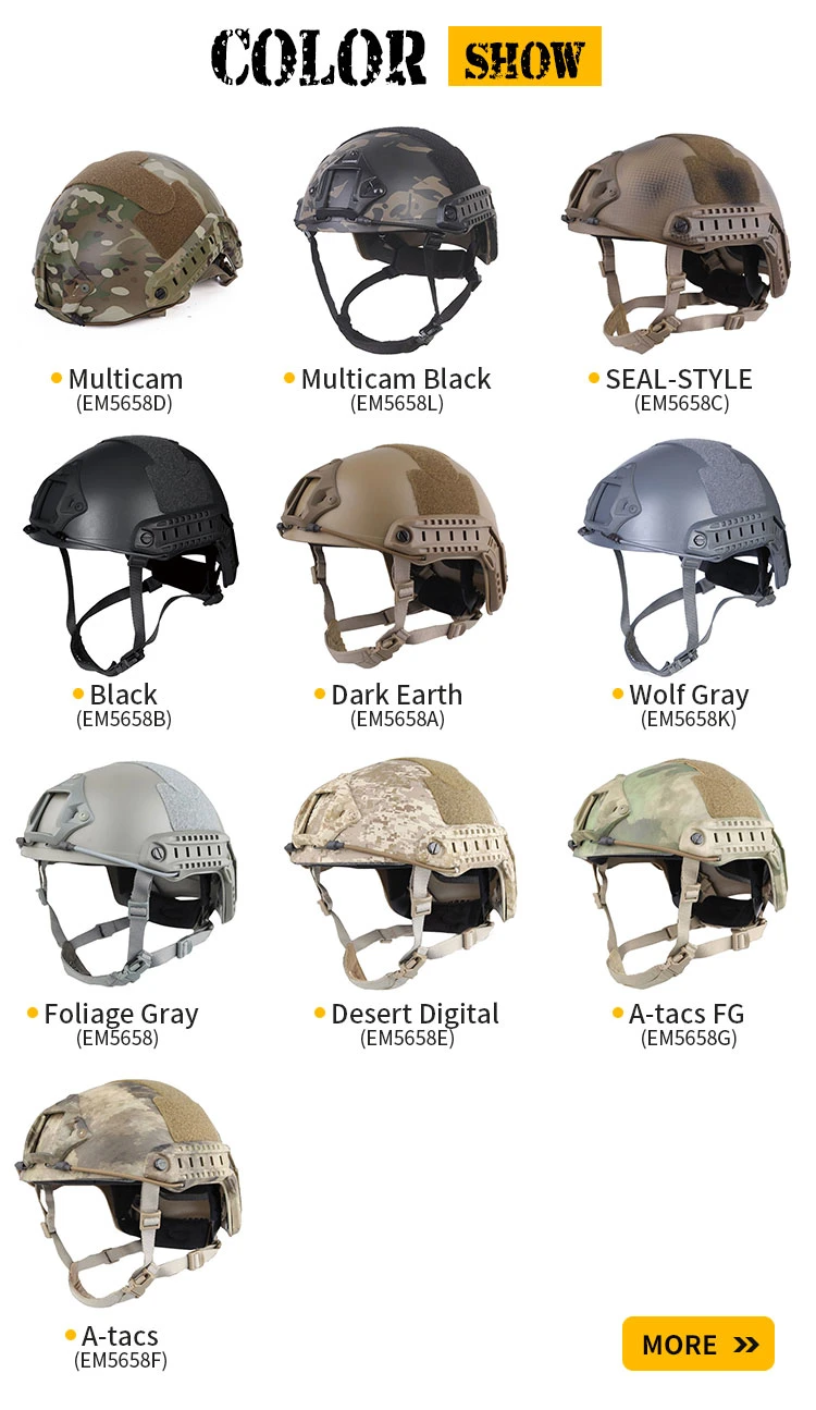 Military Mich Plastic Adjustable Pulletproof Tactical Helmet with Ear Protection Helmet